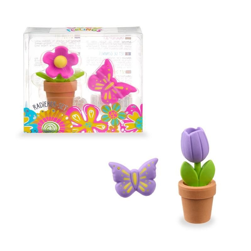 Trendhaus - GOOD FEELINGS Radierer-Set Blume & Schmetterling