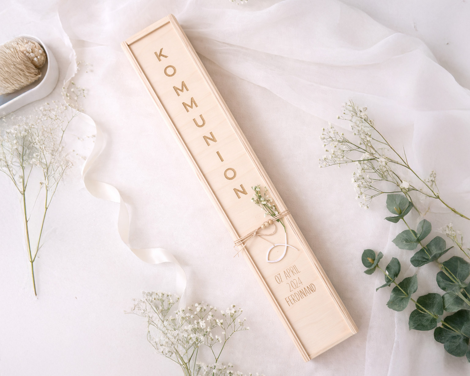 Invy Design - Holzkiste für Kommunionskerze schmal