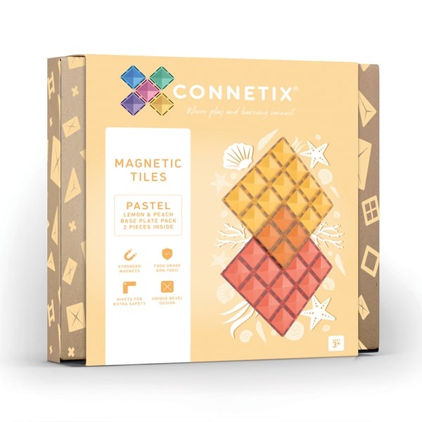 connetix_base-plate_lemon-peach-6 connetix - Magnetbausteine Base Plate Lemon & Peach 2-tlg.