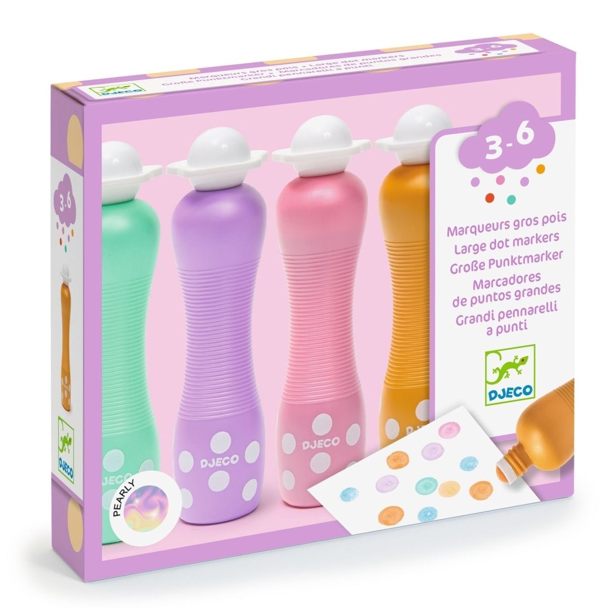 Djeco - Farben: 4 Schaumstoffspitzen Pearly