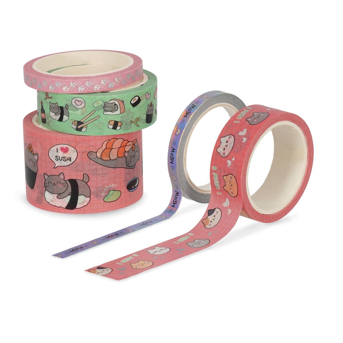 Legami - 5 Papier-Klebebänder im Set Kitty - Tape by Tape