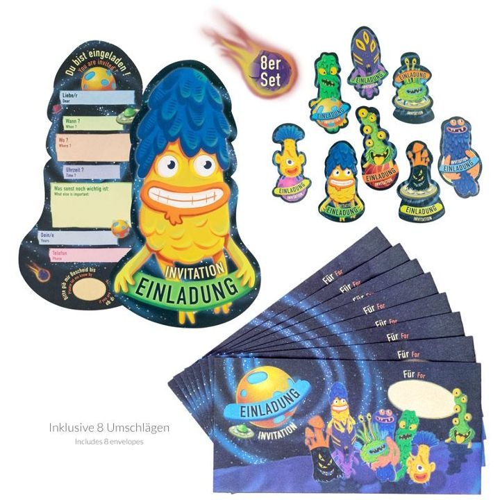 trendhaus_einladungen_space-2 Trendhaus - SPACE ADVENTURE Party-Einladungen 8er-Set