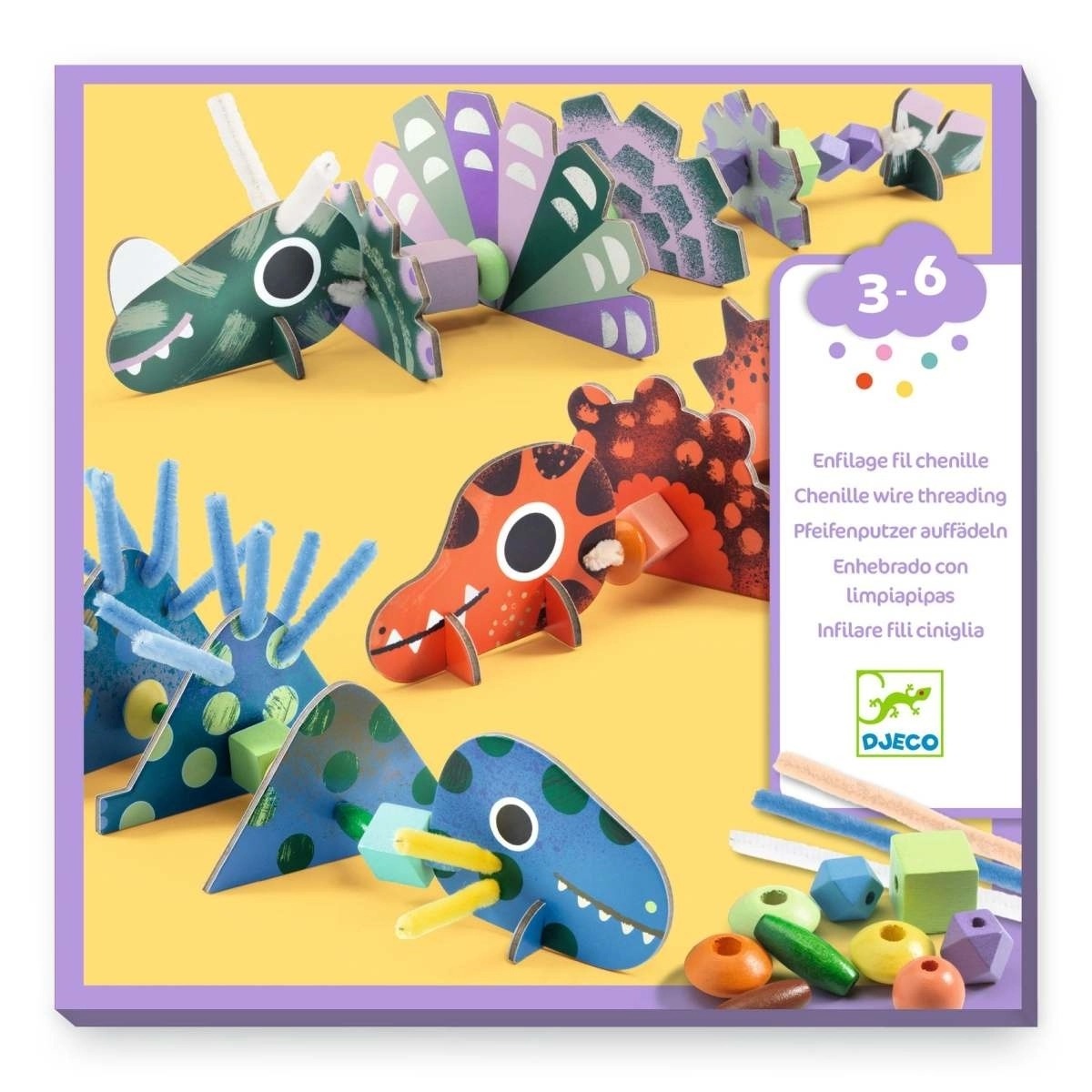 Djeco - Basteln 3-6: Dinos Fädeln 