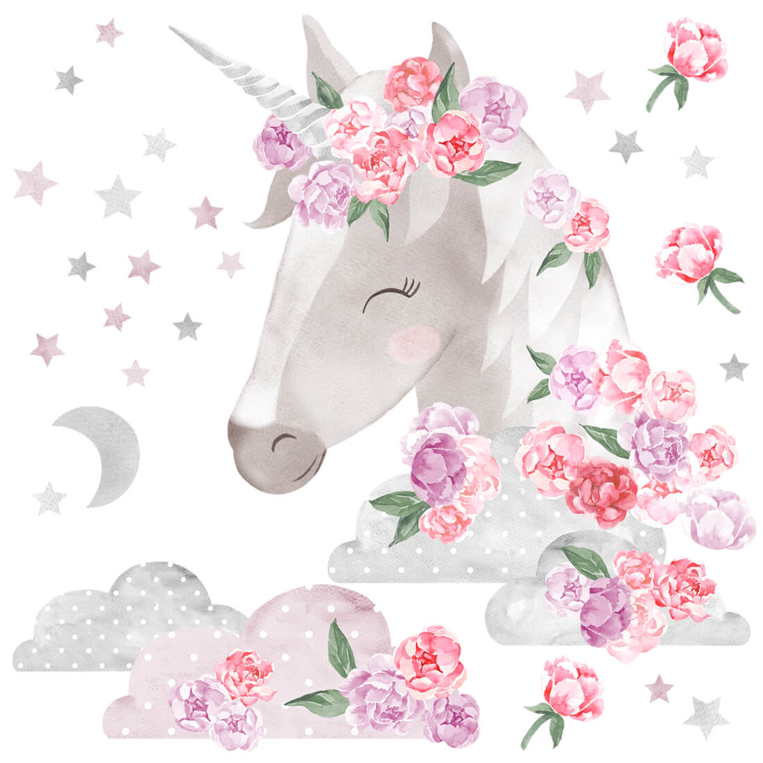 jednorozec-rozowy-naklejka-naklejka-dla-dzieci-dekoracje-pokoju-2 PASTELOWELOVE - Wandsticker "unicorn" pink