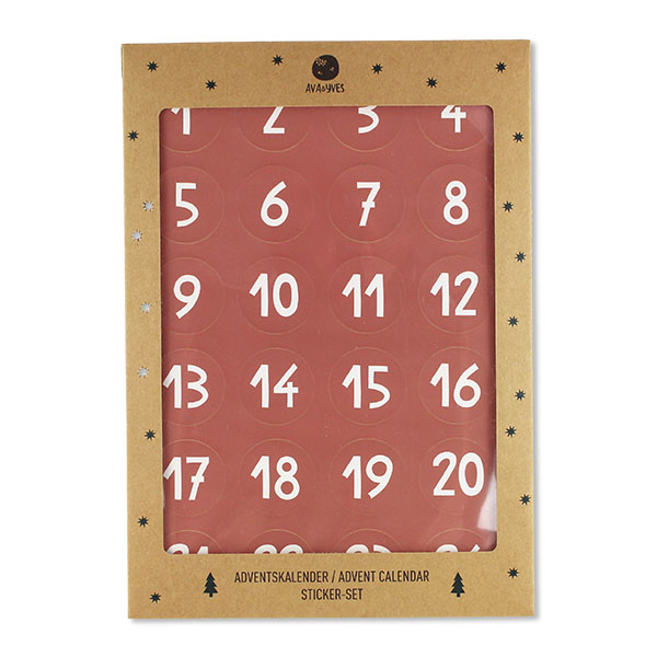 ava&yves - Adventskalender-Sticker A4 dunkelrosa