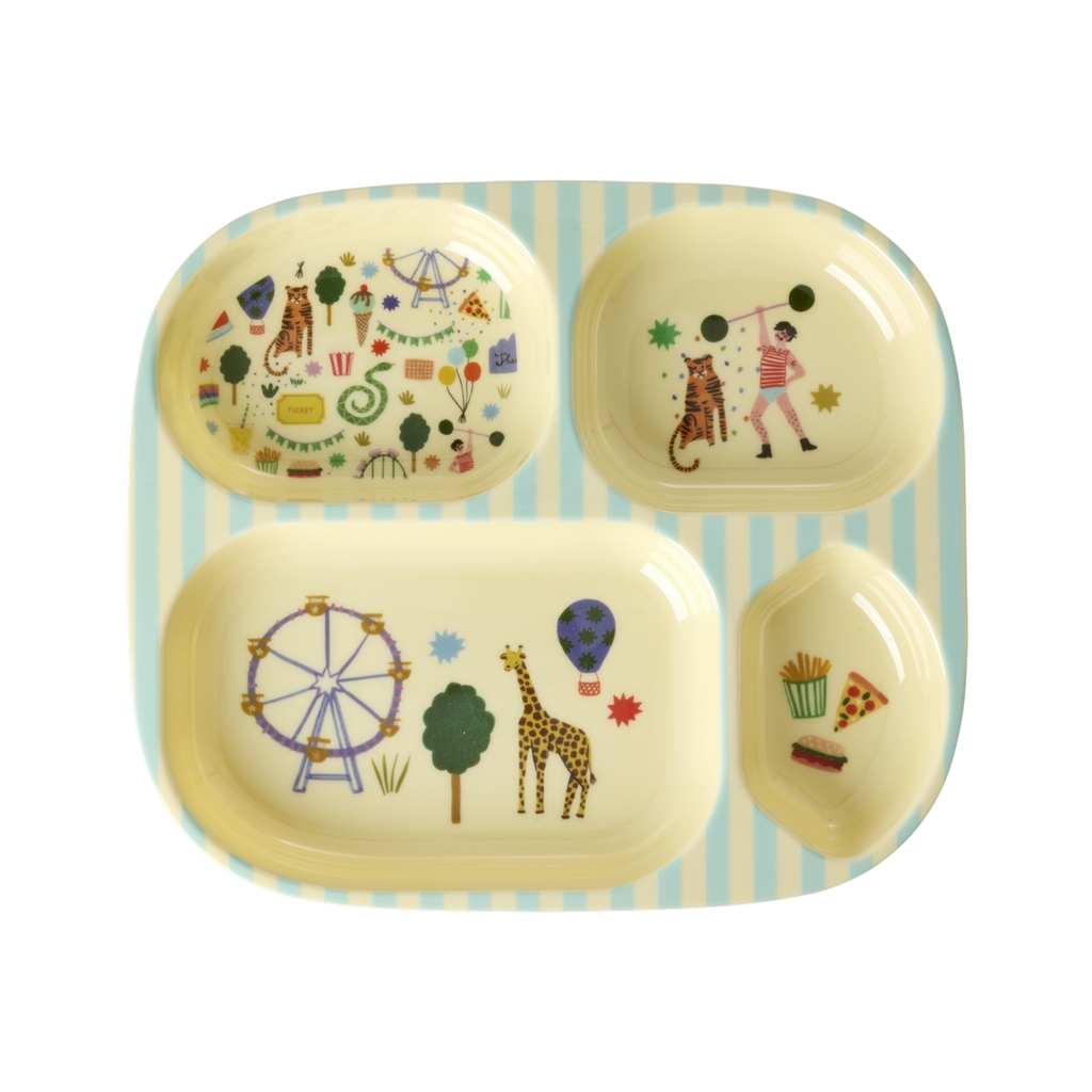 RICE - Teller aus Melamin Fun Fair Print Mint unterteilt RICE - Teller aus Melamin Fun Fair Print Mint unterteilt