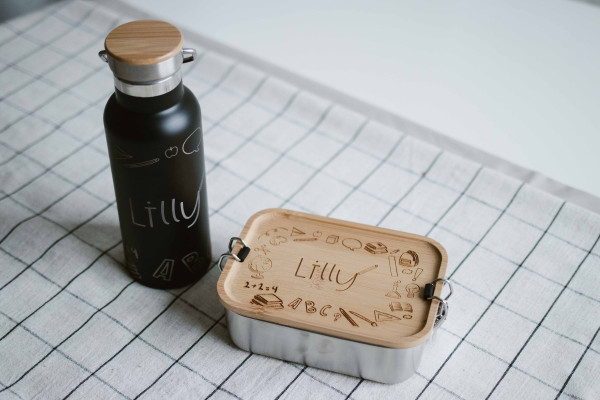 Invy Design - Trinkflasche & Lunchbox "Schulicons"