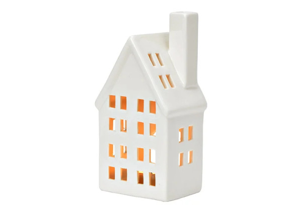 Windlichter - Haus aus Porzellan weiß klein