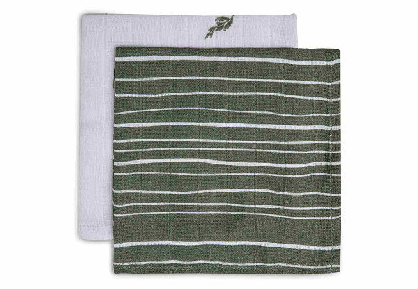 Jollein - Waschlappen 2er Set Stripe leaf green