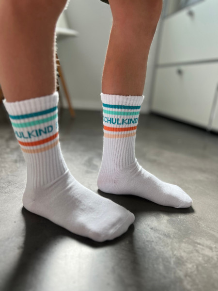 My day My dream - Socken Schulkind weiß/orange/mint