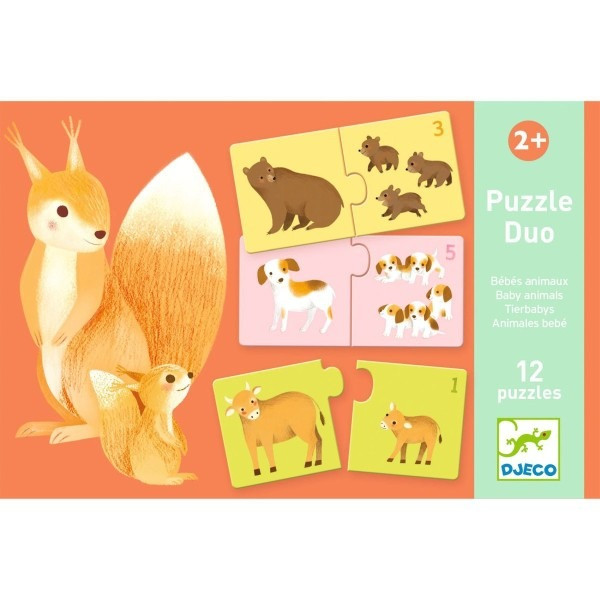 Djeco - Lernspiel: Puzzle duo Tierbabys