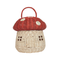 Olliella - Rattan Mushroom Basket Red