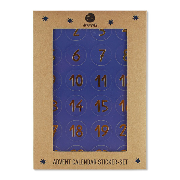 ava&yves - Adventskalender-Sticker A6 blau/gold