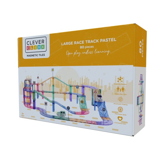 CleverClixx - Magnetbausteine Race Track Large Pastel