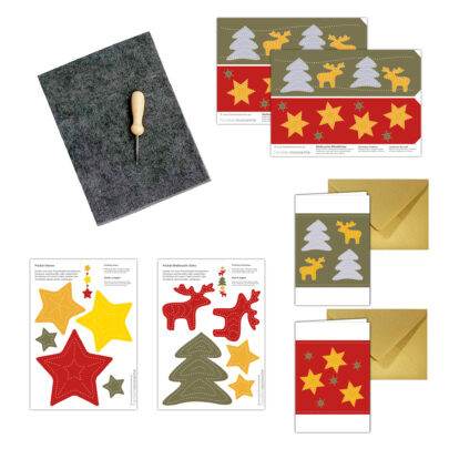 Familienmomente - Prickelset "Weihnachtselche mit Karten"