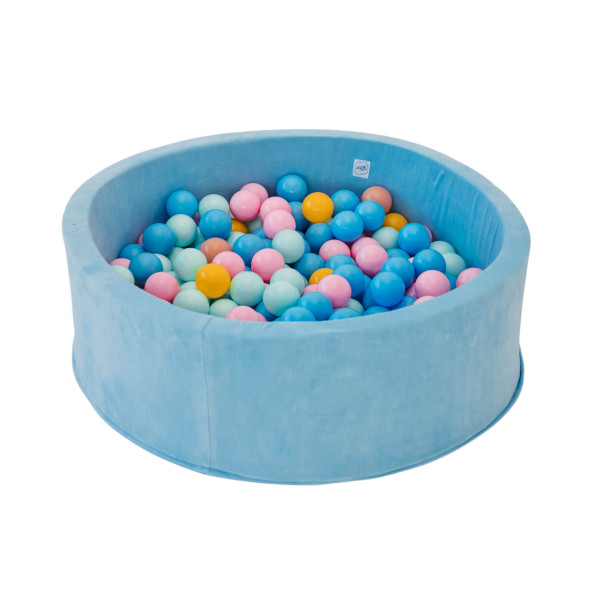 MiniBe - Bällebad aus Samt hellblau