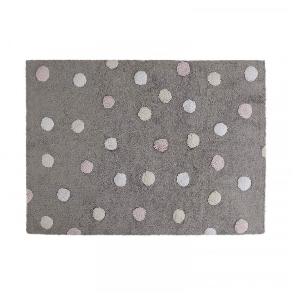 Lorena Canals - Teppich "Tricolor Polka Dots" Grey/Pink 120 x 160