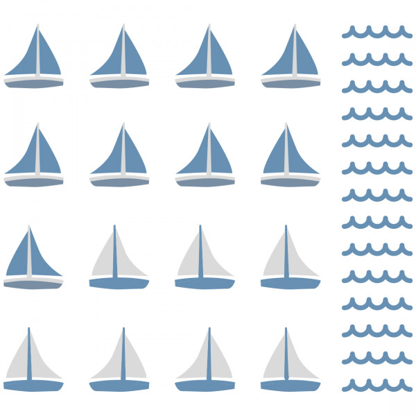 PASTELOWELOVE - Wandsticker "Sailboats" blue